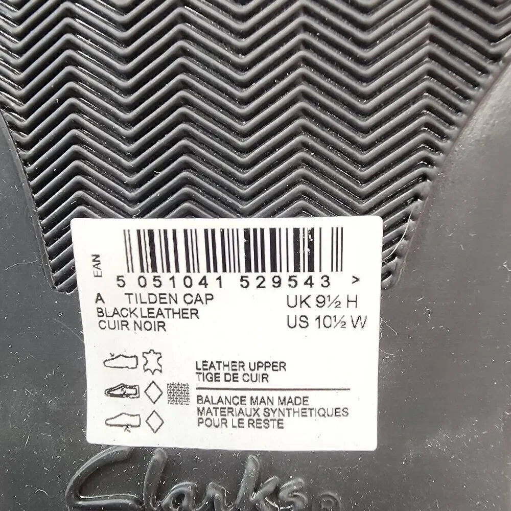 Clarks® Tilden Mens Size 10.5 W Leather Cap-Toe Dress Shoes Black